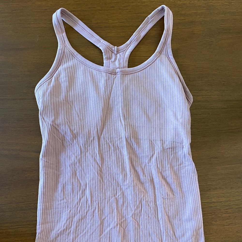 Pink Textured Athletic Shirt w/ built in Bra Lululemon